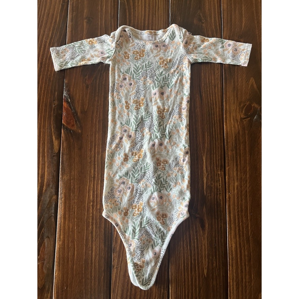 Nordstrom‎ Copper Pearl Long Sleeve Bodysuit Baby Floral Flower Print One Size